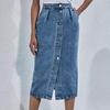 High Waist Single-Breasted Denim Skirt - European & American INS Fashion Women's Clothing