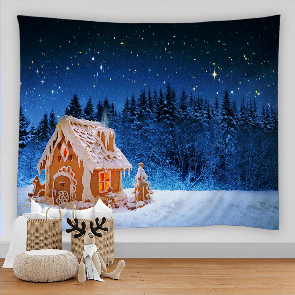 Санта-Клаус камин подарок принт узор гобелен дома гостиная спальня украшения стены полиэстер гобелен