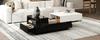 100*50*38cm High-Gloss Coffee Table, Table with 1 Drawer, Side Table with Sliding Panel, Black-and-White Stitching Design, Large Storage Space