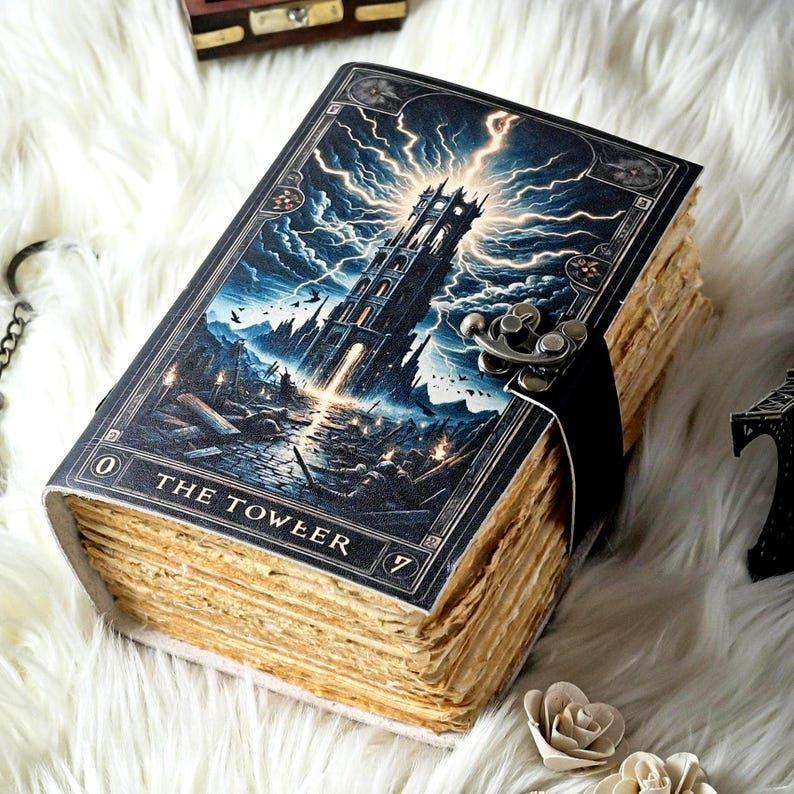 Journal Gothic Grimoire Notebook Handmade Occult Diary Witchy Tarot Card Sketchbook Dark Fantasy Spell Book Gift.