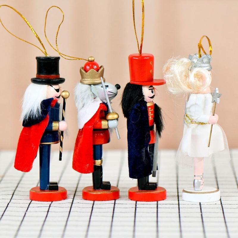 4 шт. Высота 13 см Принцесса-мышь Гвардеец Щелкунчики Орнамент Деревянные Рождественские Украшения Прочная Влагостойкая Конструкция