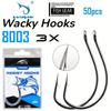 50 шт. 8003 Wacky Hooks, мягкие крючки для наживки, рыболовный крючок с зазубринами для оснастки Drop Shot