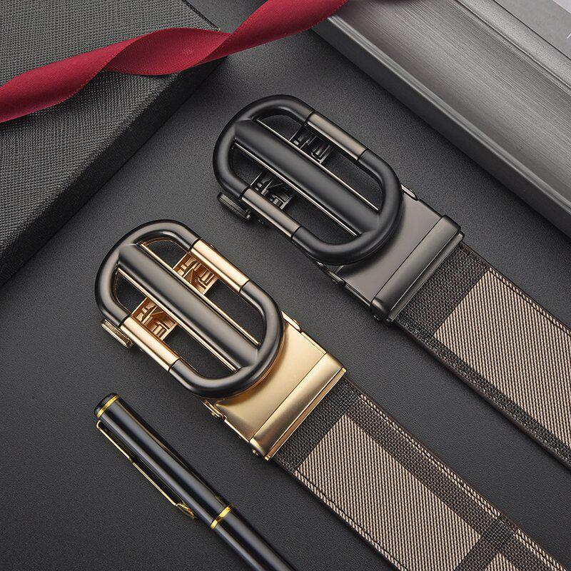 Мужской ремень из коровьей кожи с автоматической пряжкой из полого сплава высшего качества — универсальный и стильный