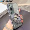 KEYSION Роскошный блестящий магнитный чехол с драгоценностями для телефона Huawei P60 Pro, подставка-зеркало для макияжа, противоударный чехол для Huawei P60