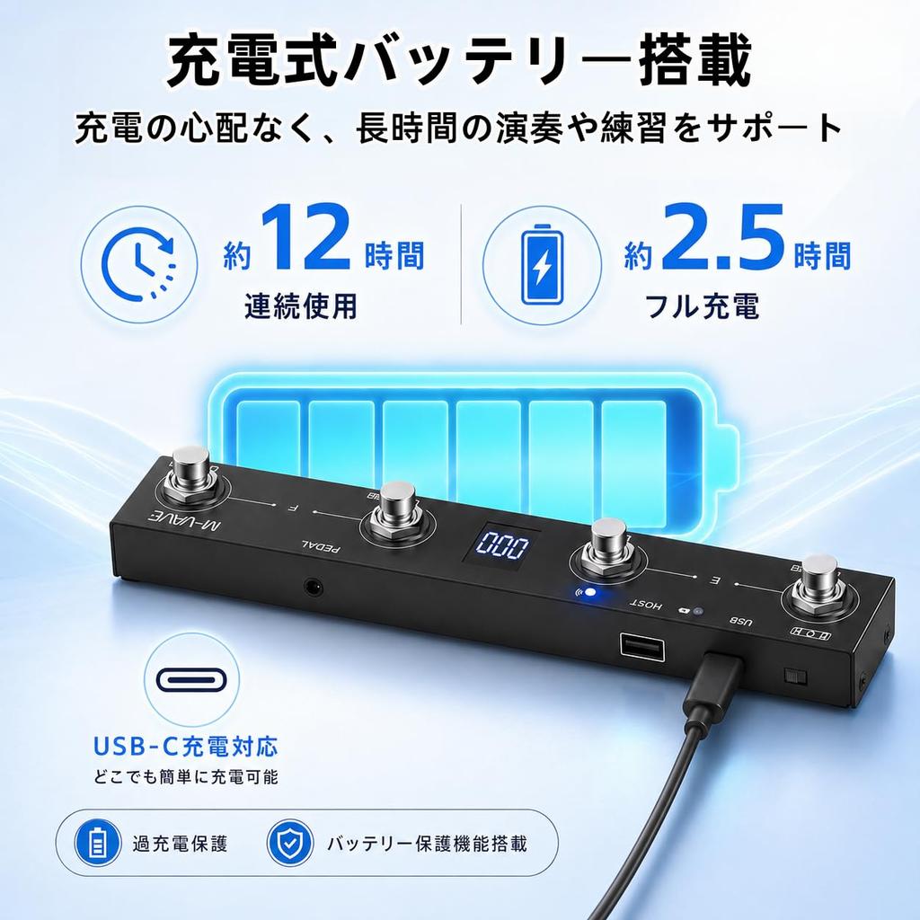 MIDI-педаль MIDI-контроллер USB-подключение Bluetooth-подключение Встроенная перезаряжаемая батарея Педаль гитарных эффектов/Усилитель/Управление DAW Компактный L