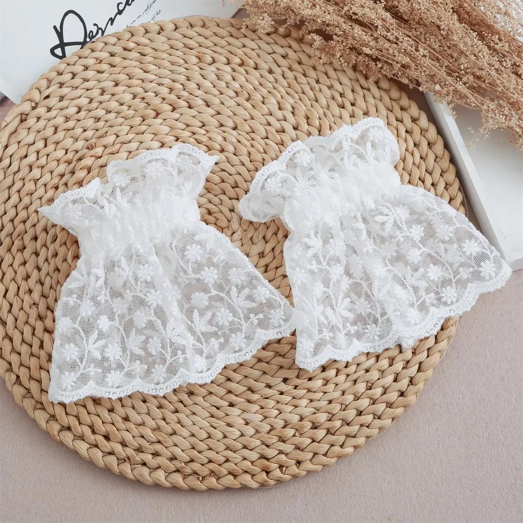 Women Detachable Sleeve Fake Cuffs Female Lace Thin Pleated Flare Sleeve False Cuffs Ruffles Wristband Decorative Accessory