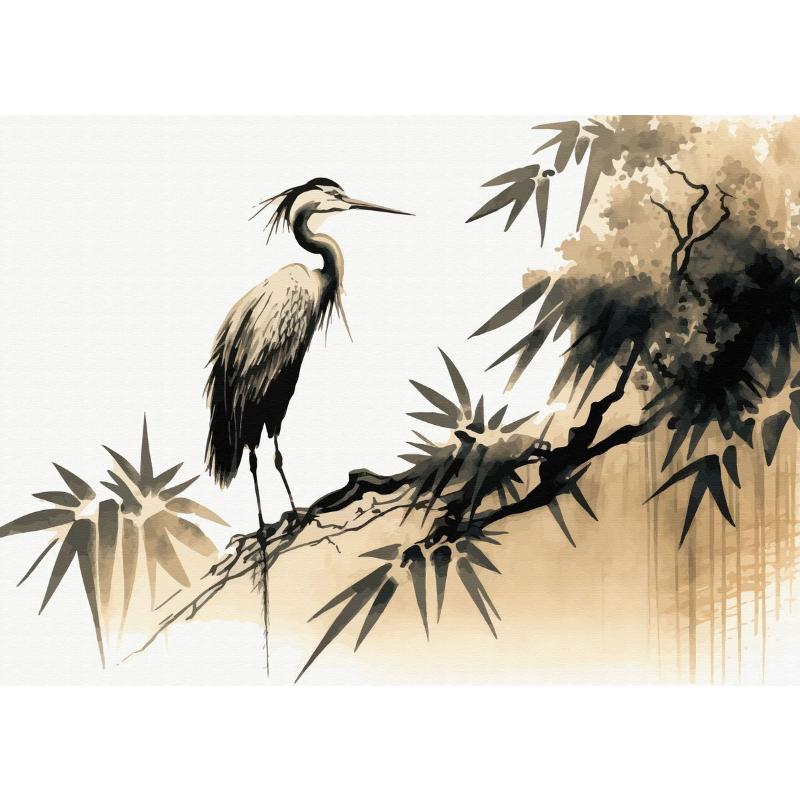 Китайский пейзаж Пара Птицы Лес Гора Река Кои Карп Рыба Искусство Плакат Печать Картина на холсте Настенная картина Декор для дома