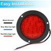 LIGBT 4 Inch Red Led Round Trailer Tail Lights 4" Led Trailer Stop Brake Turn Tail Lights 16 LED Waterproof Led Trailer Lights For Boat Truck RV