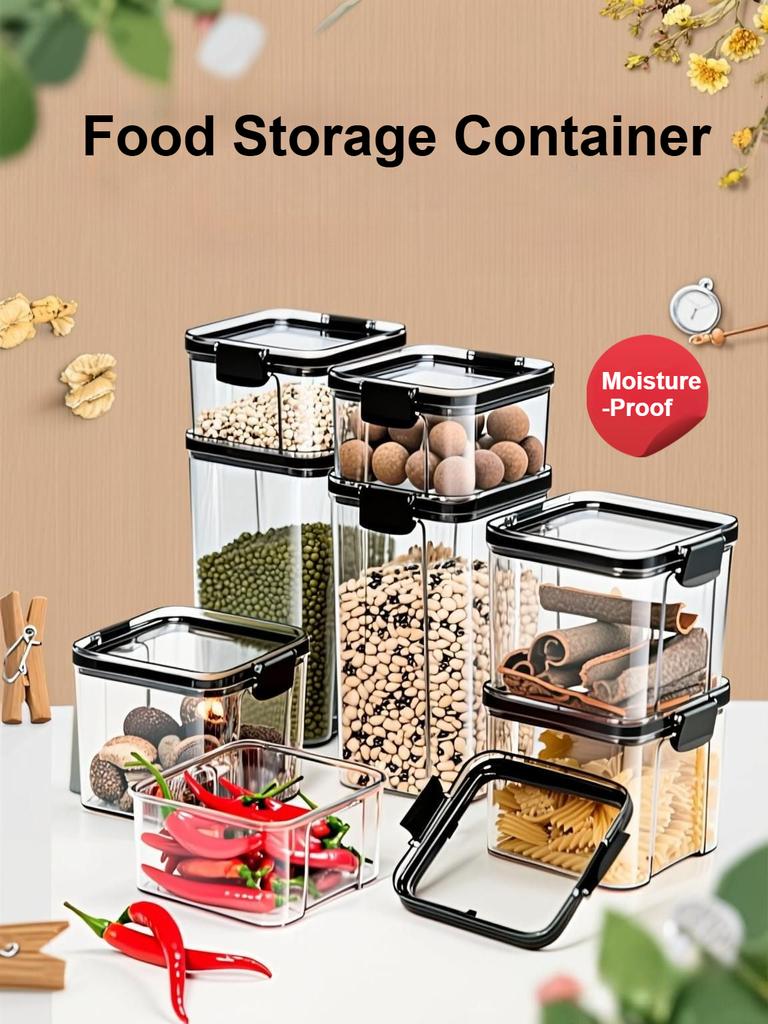 Прозрачный пластиковый герметичный контейнер для хранения продуктов дома, банка для хранения зерна, орехов и специй