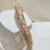 Extra Width Enamel Bangle 1cm Colorful Enamel Bangle Five Leaves Enamel Bracelet  Souvenir Gift