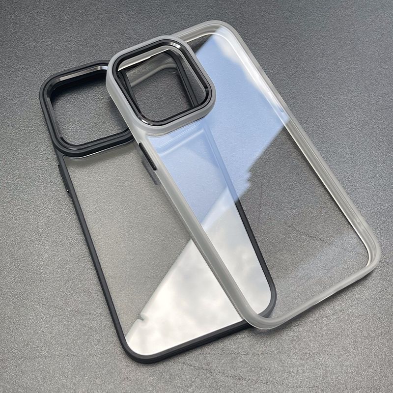 Simple Transparent Phone Case for Apple iPhone 16 promax-Acrylic Soft Silicone Frame Metal Lens Shockproof Cover On iPhone16/15/14/13/12/11/Plus/Pro/