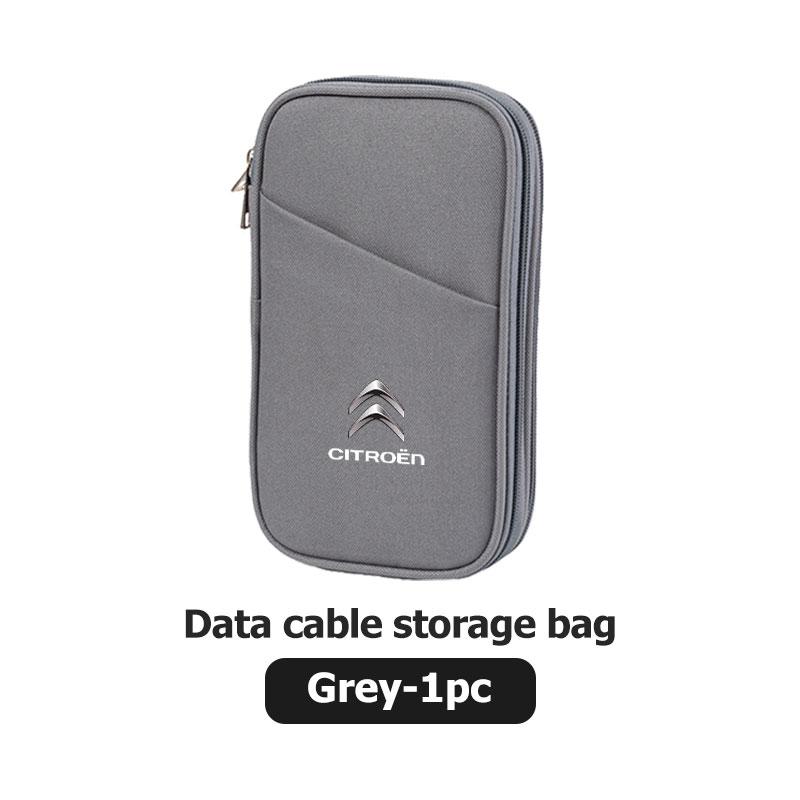 AKP4 Travel Data Cable Organizer Pouch Carry Case Portable Storage Bag For Citroen Jumper Celysee Cactus Picasso Aircross Saxo Grand