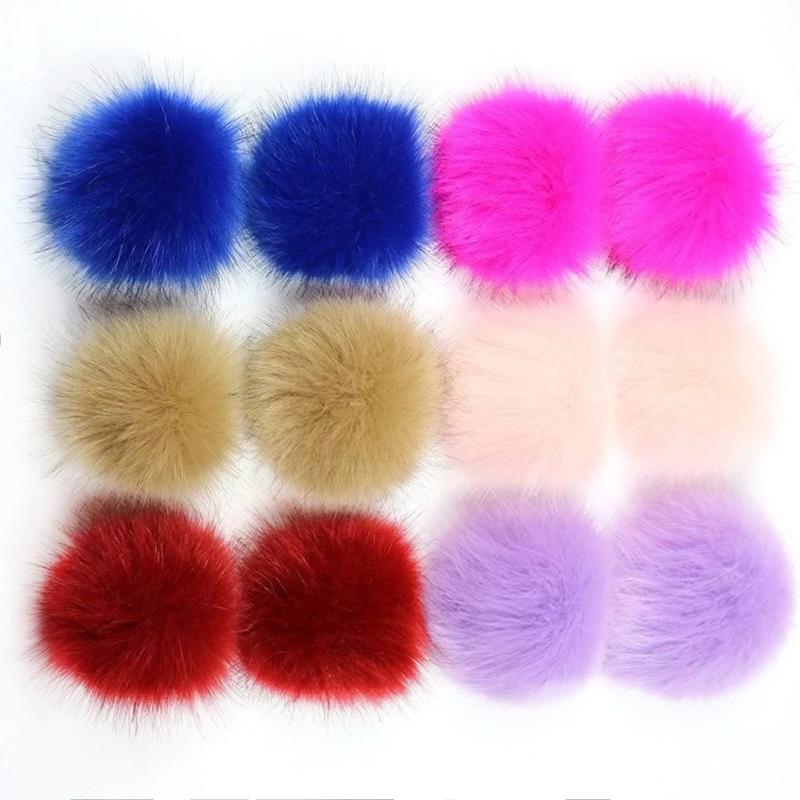 12 шт. 8 см Разноцветные искусственные меховые помпоны для шапки, помпоны из искусственного лисьего меха для обуви, DIY, ручная работа, аксессуары для шапок и одежды