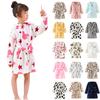 Toddler Baby Boys Girls Hooded Thick Warm Flannel Bathrobe Night-robe Pajamas