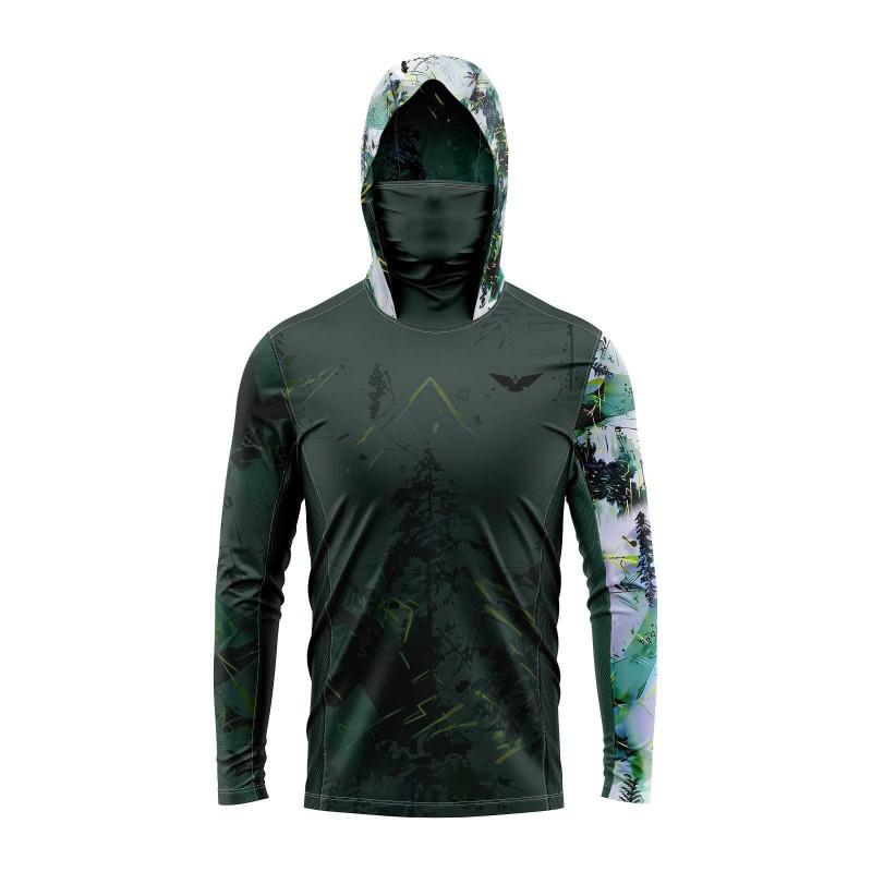 Mens Quick-Dry UV Protection Fishing Hoodie Lightweight Long Sleeve Outdoor Sport Shirt Casting Angling