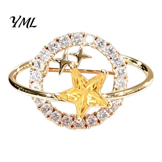 Secure Brooch Pin Rhinestone Planet Star Pin, Hollow Badge Decorative Clothing Decoration Jewelry, Accessory for Suits Coats Scarves Shawls