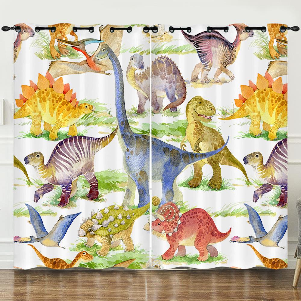 Cute Cartoon Dinosaur Curtains For Window Treatment Drapes Window Curtains For Living Room Bedroom Boys Kids Room Home Decor