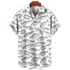 Men's Hawaiian Shirts 3D Print Fish Graphics Fashion Button Short Sleeve Lapel Streetwear Hawaiian Blouse Shirts for Men Summer
