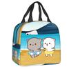 Mochi Cat Chef Peach Insulated Lunch Bag for Outdoor Picnic Peach And Goma Resuable Thermal Cooler Lunch Box Women Children