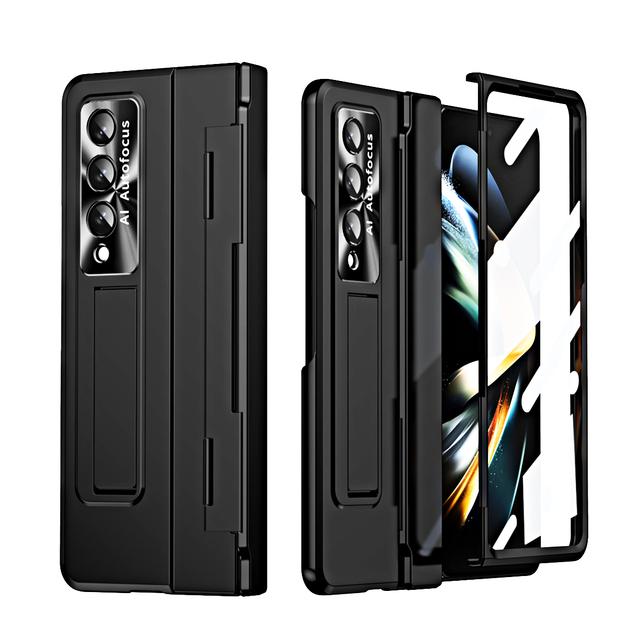 Чехлы с подставкой на петлях для Samsung Galaxy Z Fold 4 Fold 3 5g, чехол с покрытием держателя, защитный чехол для ПК, чехол со стеклом переднего экрана