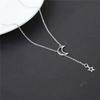 Choker Necklace In Zinc Alloy with Moon and Star Pendant - Silver