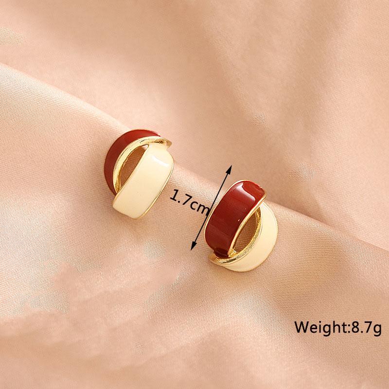 New Wine Red Geometric Hanging Earrings for Women Metal Pendants Dangle Earrings Red Exaggerated Drop Earrings aretes