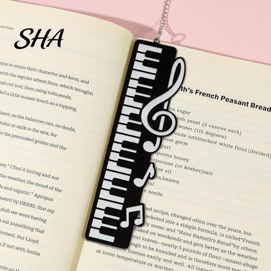 Piano Bookmark Bookmark, Stainless Steel Music Note Page Marker, Musical Decorative for Lovers, Black White Key Reading Gift Book Accessory