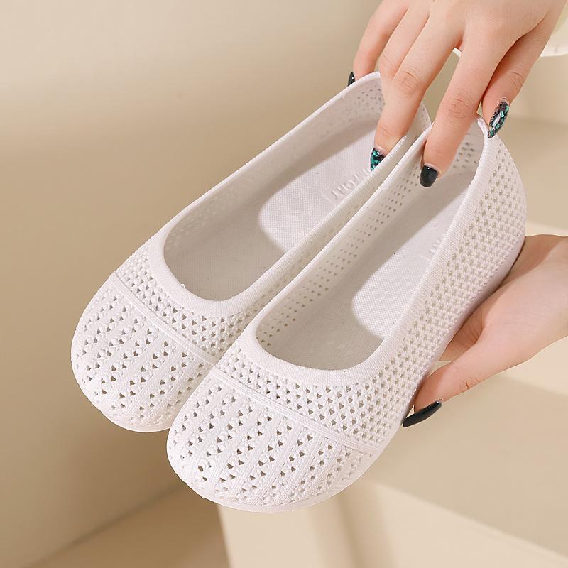 Летний новый стиль, сандалии с перфорированным носком, полые, противоскользящие, для ношения на улице, дышащая белая обувь, универсальная пляжная обувь на плоской подошве