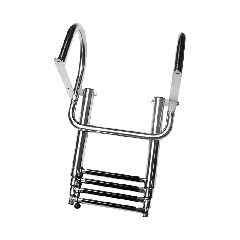 4 Step Stainless Boat Boarding Telescoping Ladder Sliding Folding Swimming Launching Ladder With Handrail