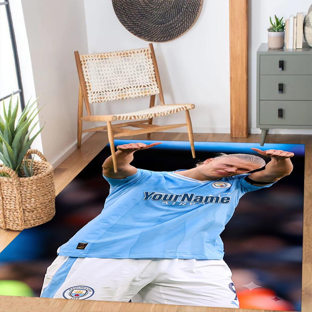 Haaland 207 Customize Your Name Floor Rug Office Rug Design for Kitchen Game Room Outdoor Bedrooms Antislip Carpet Anime Office Decor