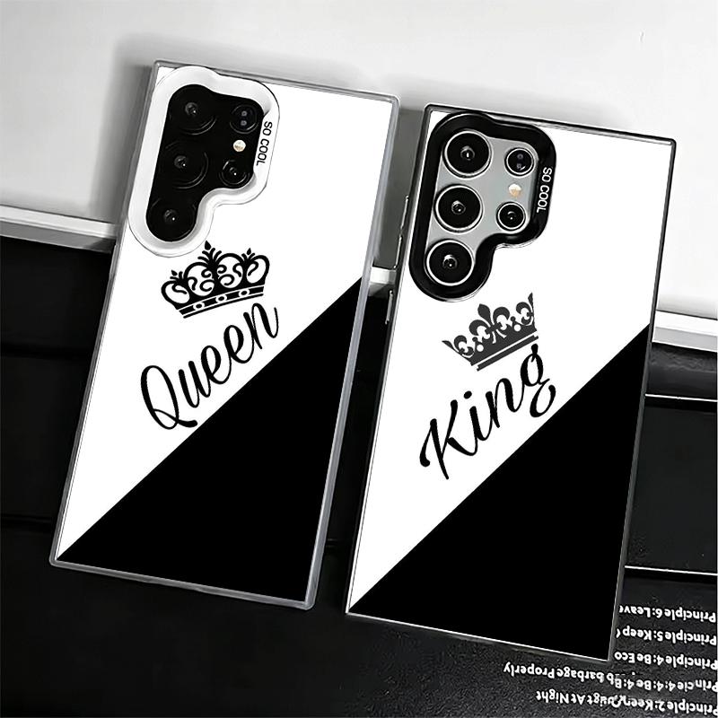 Queen King Couple Theme Soft Phone Case for Samsung Galaxy S24 S25 FE S26 Edge S23 Ultra S22 Plus S21 + Shockproof Cover Back Sh