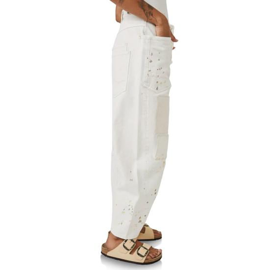 Women's Wide Leg Barrel Jeans Low Rise Drawstring Denim Ankle Pants Elastic