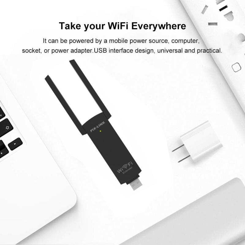 USB беспроводной повторитель Wi-Fi, расширитель диапазона, двойная антенна, 300 Мбит/с, 802.11b/g/n, усилитель сигнала Wi-Fi