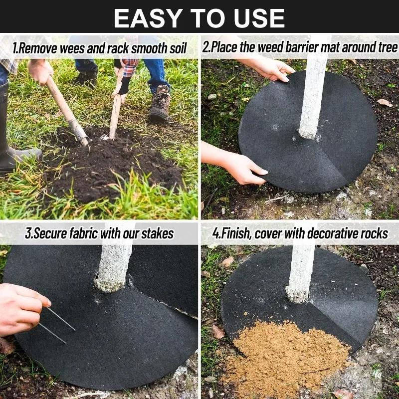 15/25/27/32cm Non-Woven Tree Mulch Rings Tree Protector Mats Reusable Weeds Barrier for Weeds Control Root Protection Cushions