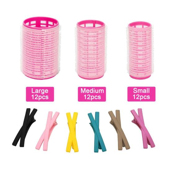 36 шт./компл. самозажимные бигуди для волос с зажимом в виде утиного клюва, складная щетка, 3 размера, без нагрева, короткие, средние, длинные, женские инструменты для укладки волос