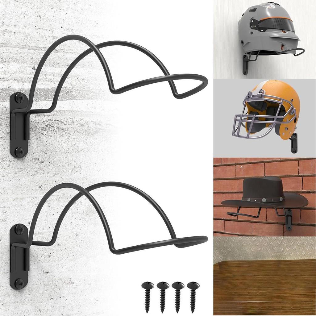 2 Pieces Wall Mounted Helmet Rack Hat Hanger, for Equestrian/Motorcycle/Baseball Multipurpose