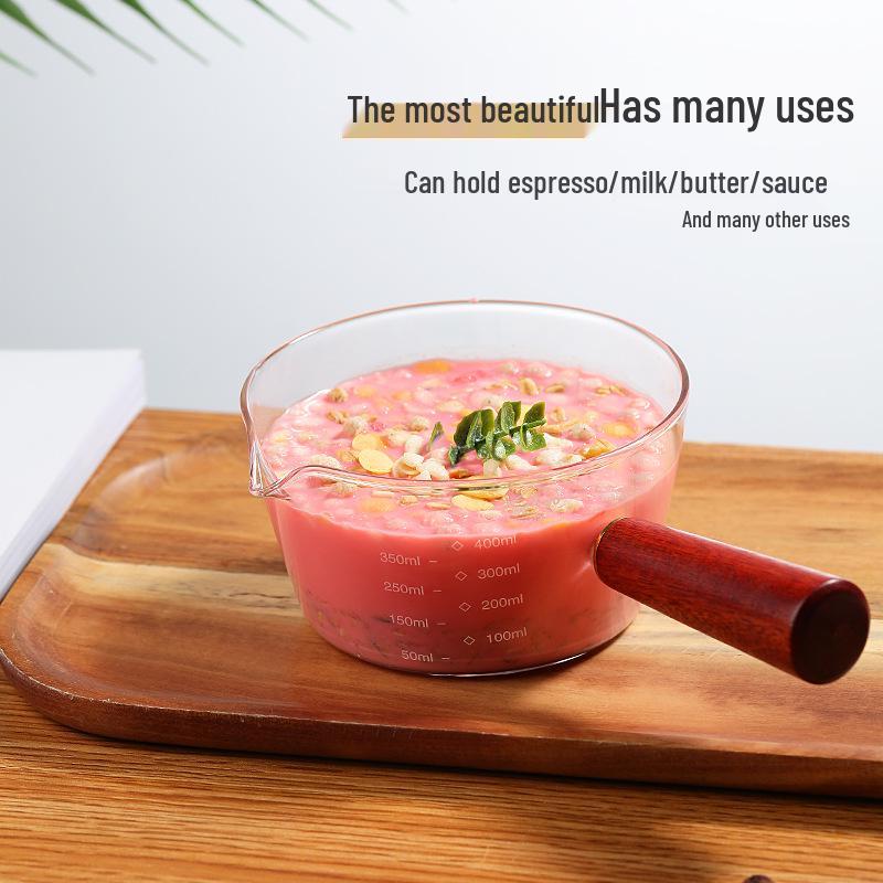 Жаропрочный стеклянный молочник для нагрева на открытом огне - Одинарная ручка, Высокотемпературный, Идеально подходит для горячего молока и лапши быстрого приготовления