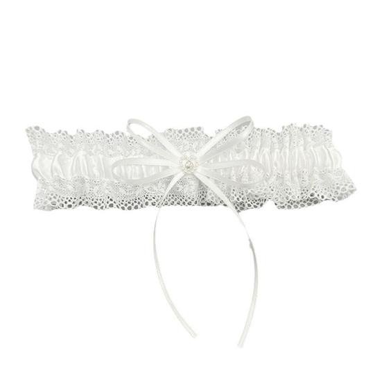 Кружевная свадебная подвязка Искусственный жемчуг Бант Цветочная кружевная подвязка Эластичная подвязка на ногу Пояс для подвязок Свадебные аксессуары для женщин