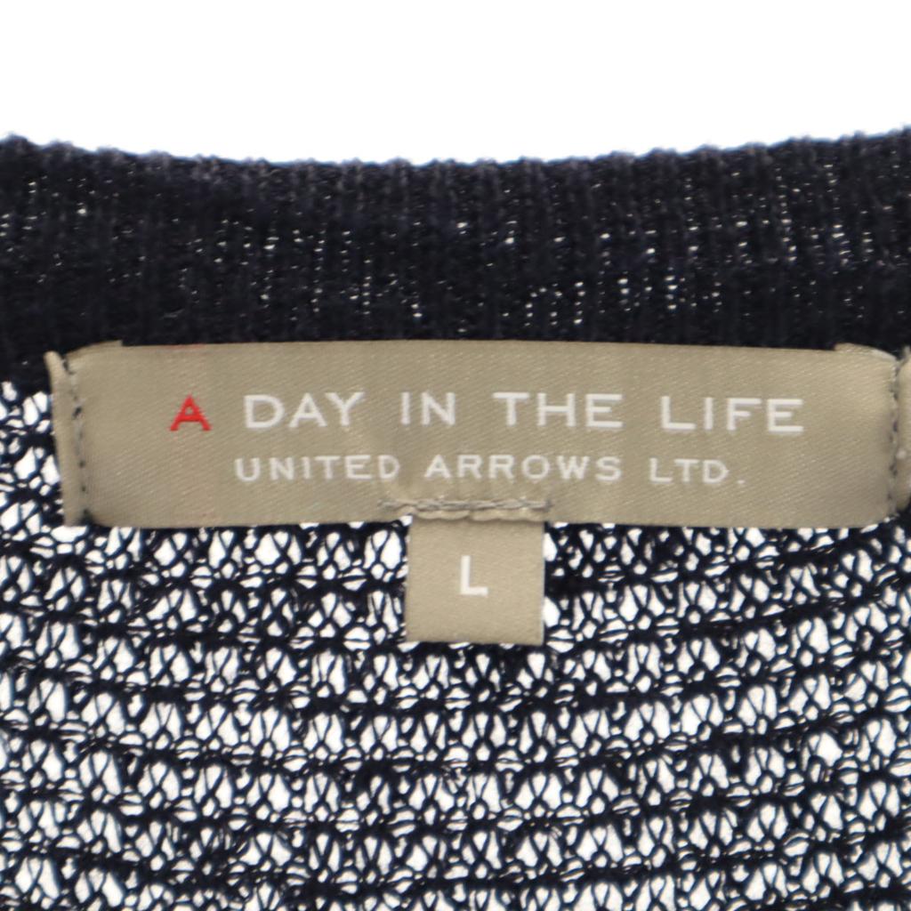 A day in the life UNITED ARROWS linen Short sleeve summer knit L Navy Men's Used
