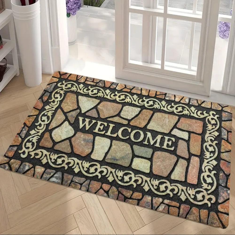 Ethnic Style Door Mat Non-Slip Welcome Mat New Semi-Circular Carpet  Home Decorative