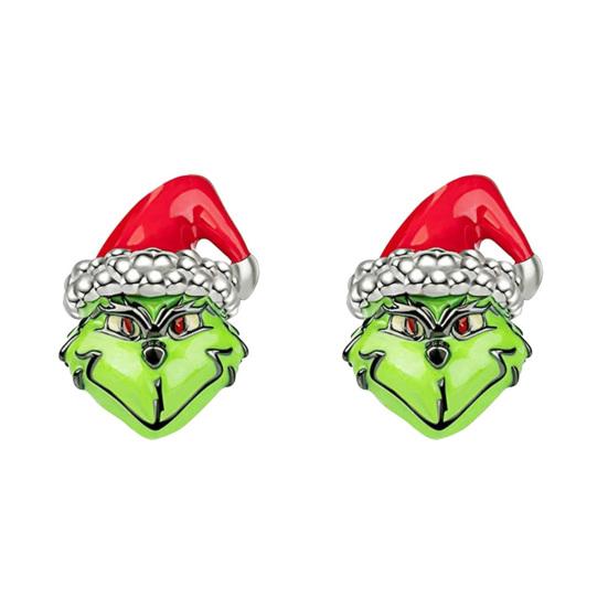 1 Pair Women Earrings Festive Fun Green Cartoon Ear Stud Unique Stylish Christmas Jewelry for Holiday Decoration