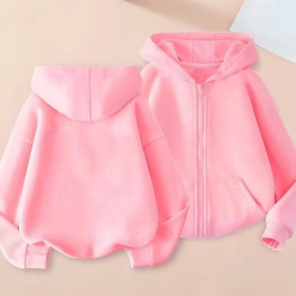 Детская модная однотонная повседневная куртка с длинными рукавами, толстовка с капюшоном на молнии