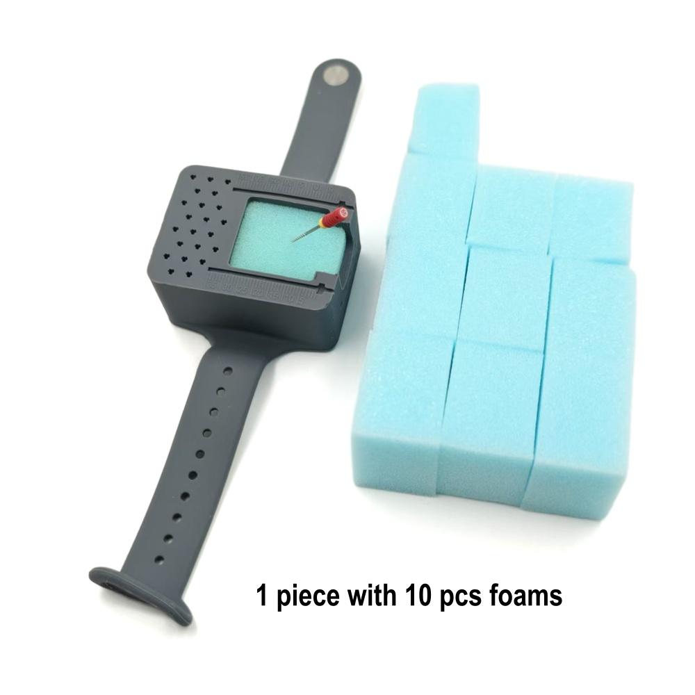 1 Set Dental Endo Measuring Block Wrist Watch with 10 Sponge Blocks Endodontic Files Drill Stand Holder Ruler Autoclavable