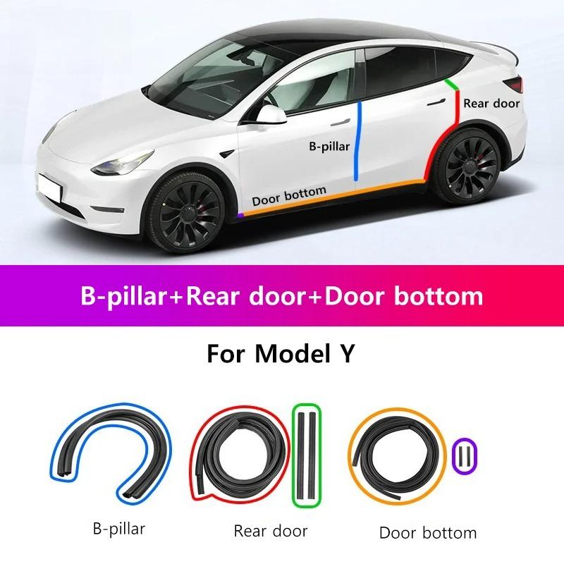 Уплотнительная лента для дверей автомобиля для Tesla Model Y Juniper Model 3 Highland 2025 Передняя и задняя дверь Водонепроницаемая резиновая деталь для снижения шума