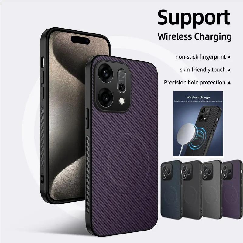 For Reno 14 Pro 5G Carbon Fiber Texture for Magsafe Magnetic Case for OPPO Reno14 14pro 13F Matte Shockproof Soft Frame Cover