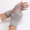 Осенне-зимние женские модные универсальные вязаные теплые перчатки с половиной пальца
