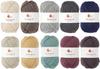 Raw Wool Knitworm Yarn 10 Balls Set Melange M Medium Melange Medium Weight Wool Acrylic 60% 40% (31.Assortment 3)