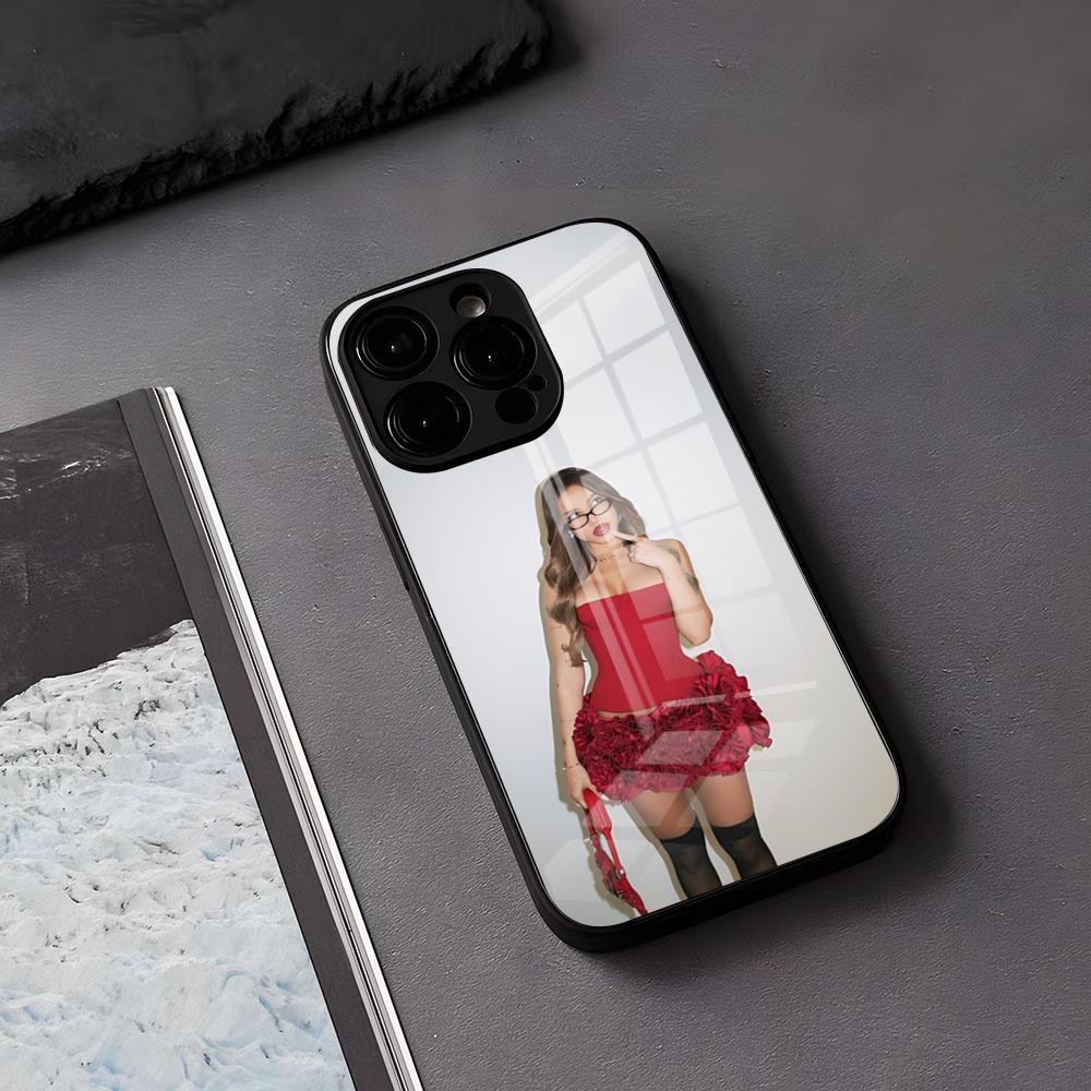 Чехол для телефона E-Emilia M-Mernes Singer для IPhone 17 Air 16 E Pro Max 15 14 13 Mini 12 Pro 11 Max Plus Черная стеклянная крышка