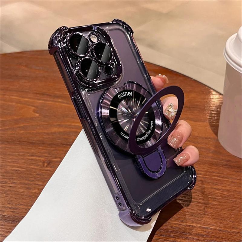 Для iPhone 16 Pro Max Роскошный прозрачный держатель-подставка с рамкой, чехол для телефона для iPhone 11 12 13 14 15 16 Pro Plus, защитная крышка объектива