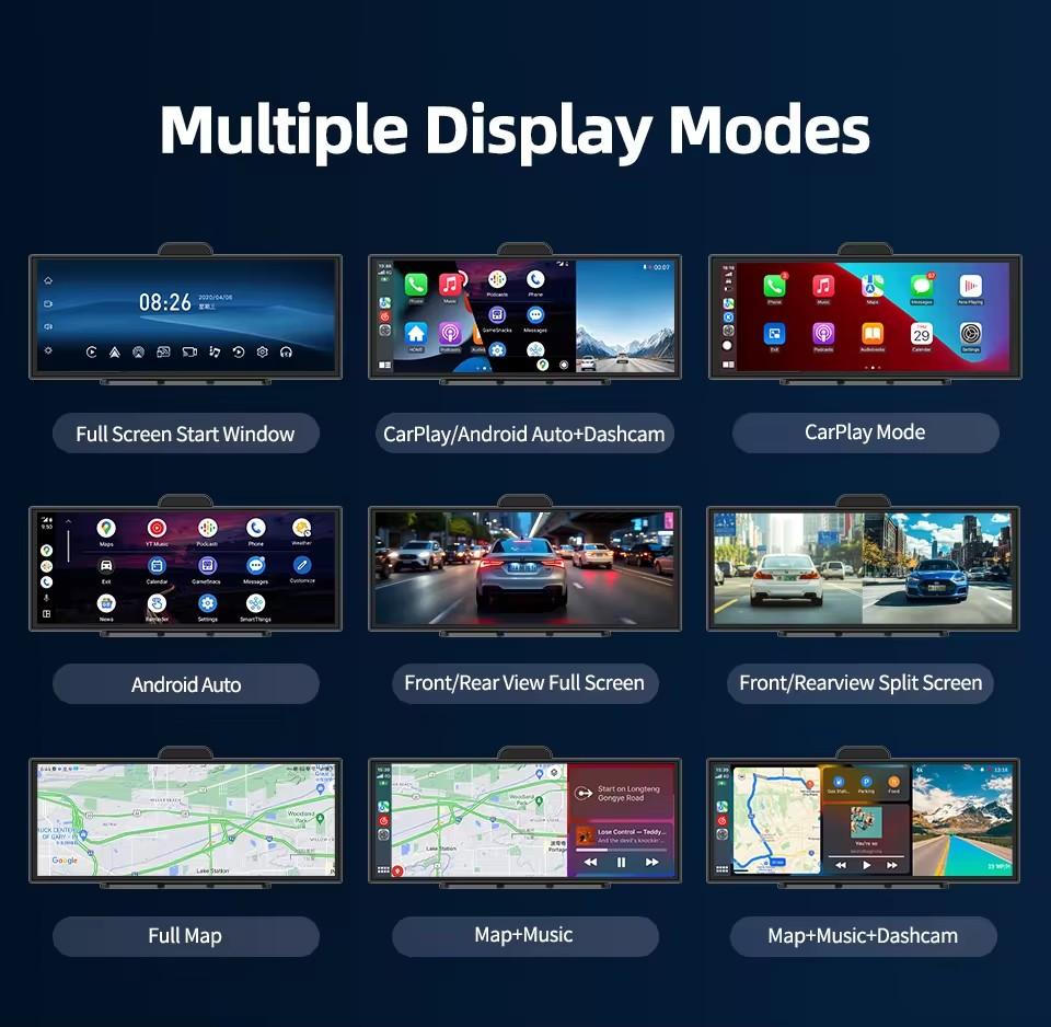 H70 Plus 11,4″ 4K ADAS Видеорегистратор 60 кадров/сек Беспроводной Car Play и Android Auto Двойная запись Ночное видение DVR
